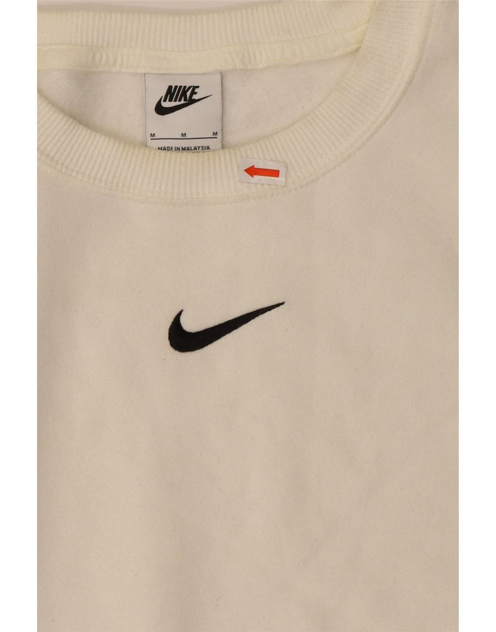 NIKE Womens Crop Oversized Sweatshirt Jumper UK 14 Médio Algodão Branco
