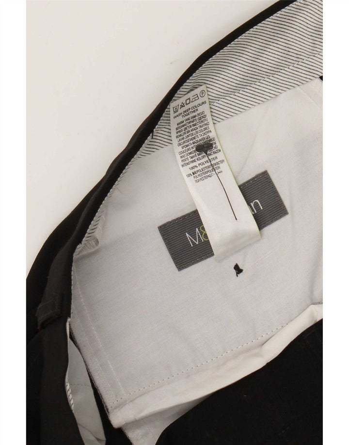 Calça masculina de terno reto Marks & Spencer W36 L31 poliéster preto