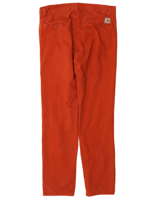 Carhartt Mens Slim Chino Calças W32 L34 Algodão Vermelho