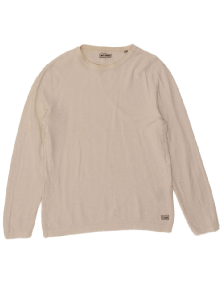 Suéter masculino Jack & Jones com gola redonda, grande algodão branco