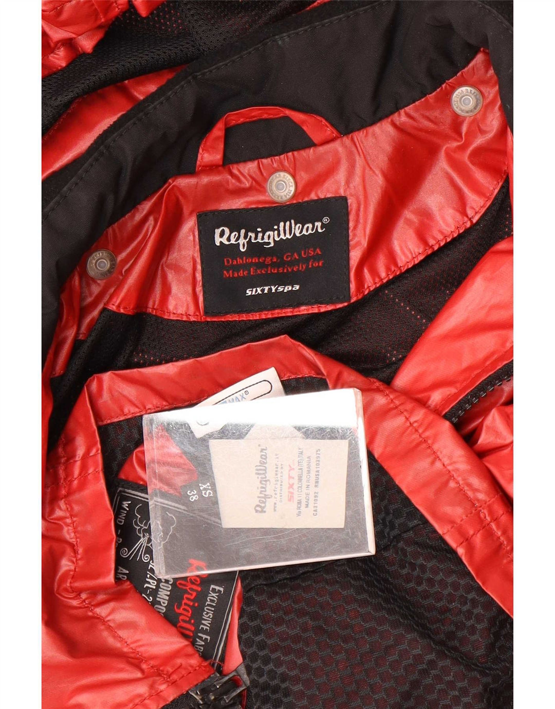 Refrigiwear Jaqueta de chuva feminina com capuz IT 38 XS poliéster vermelho
