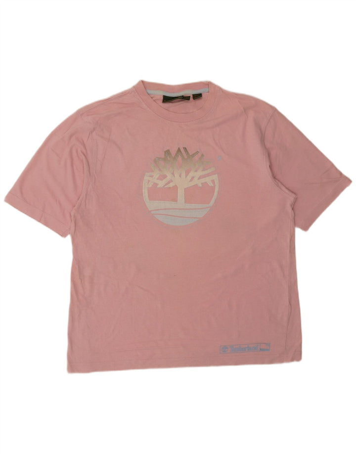 Timberland Camiseta masculina gráfica grande algodão rosa
