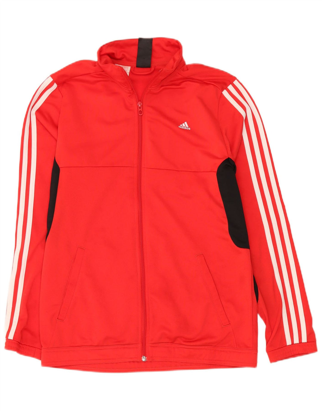 ADIDAS Mens Tracksuit Top Jacket Pequeno Poliéster Colorblock Vermelho