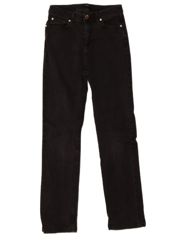 Jeans Marks & Spencer feminino slim UK 8 pequeno W26 L28 algodão preto
