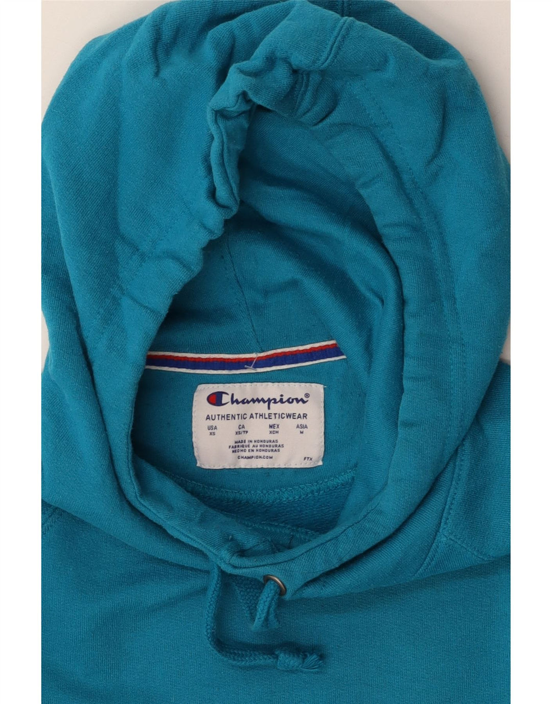 CHAMPION Womens Oversized Hoodie Jumper UK 6 XS Blue Cotton Vintage Champion and Second-Hand Champion from Messina Hembry 