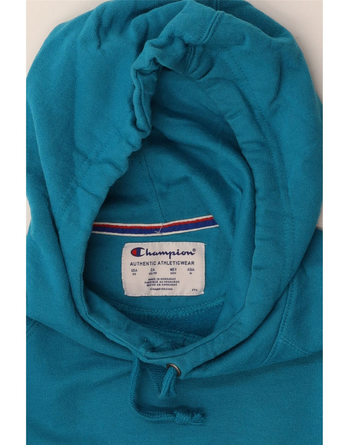 CHAMPION Womens Oversized Hoodie Jumper UK 6 XS Blue Cotton Vintage Champion and Second-Hand Champion from Messina Hembry 