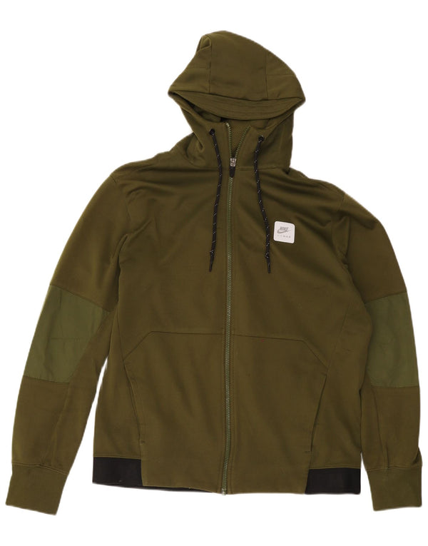 Suéter Nike masculino com capuz e zíper grande cáqui algodão colorblock