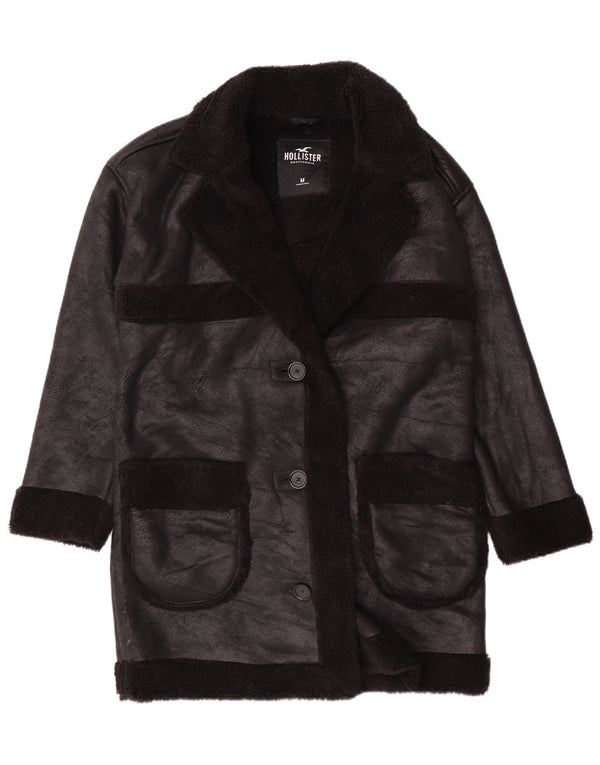 Casaco feminino Sherpa Hollister UK 14 poliéster preto médio