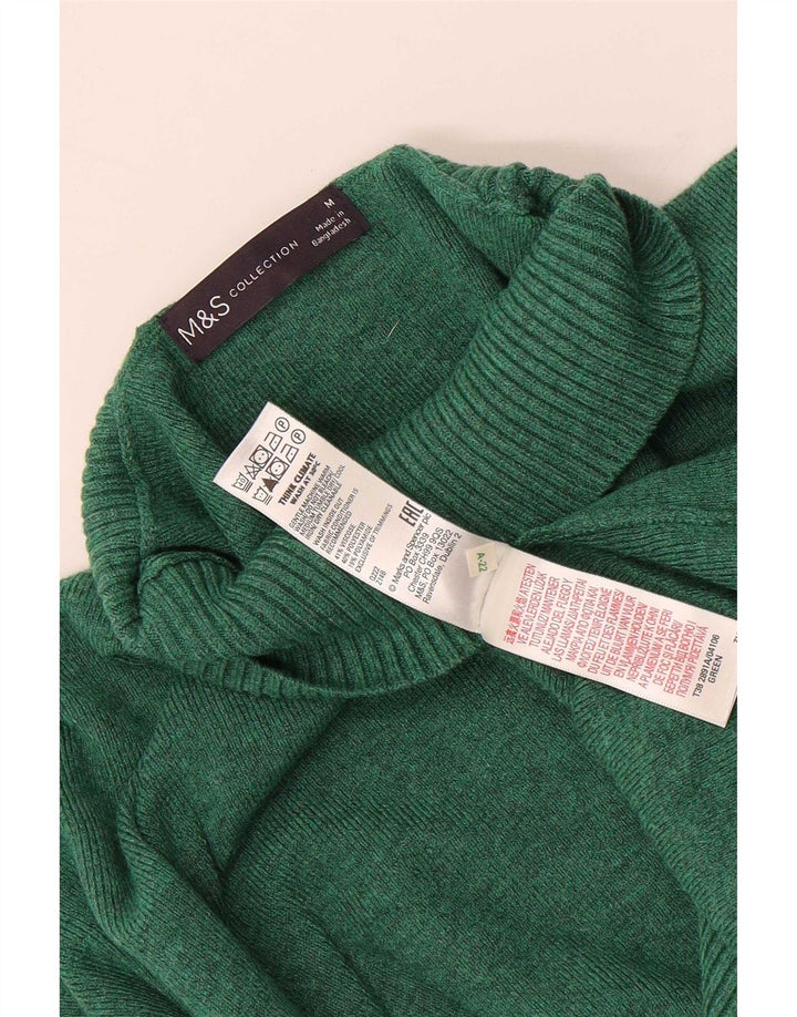 Suéter feminino Marks & Spencer com gola tartaruga Reino Unido 14 verde médio