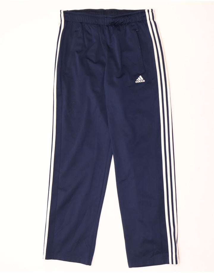 Calça de treino masculina Adidas Climalite grande poliéster azul marinho