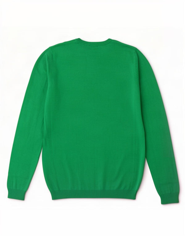 Suéter Benetton Boys com gola redonda 13-14 anos 3XL algodão verde
