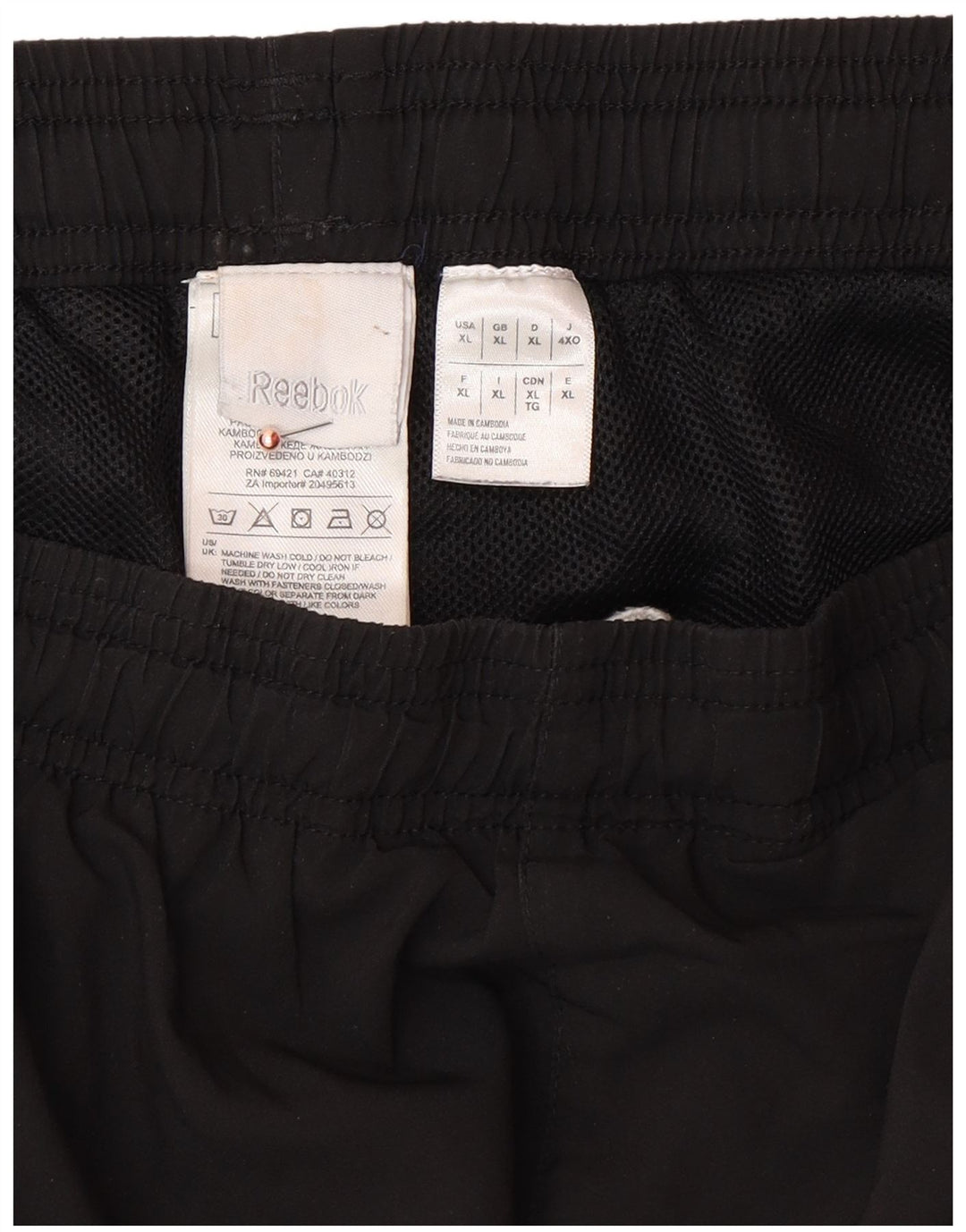 Calça de treino masculina REEBOK XL poliéster preto