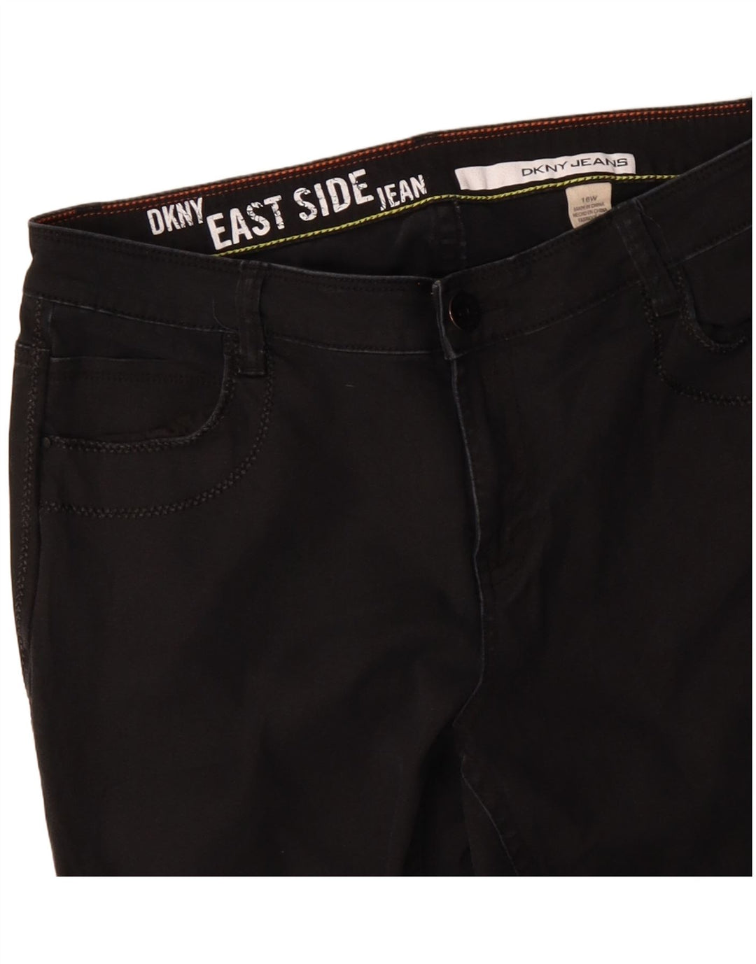 Calça jeans feminina Dkny Bootcut US 16 2XL W32 L31 algodão preto