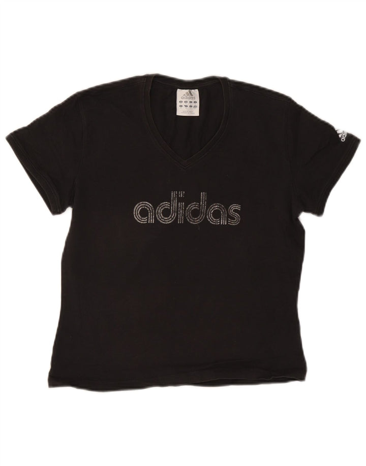 Camiseta Adidas Feminina Crop Graphic Top UK 14 Médio Algodão Preto