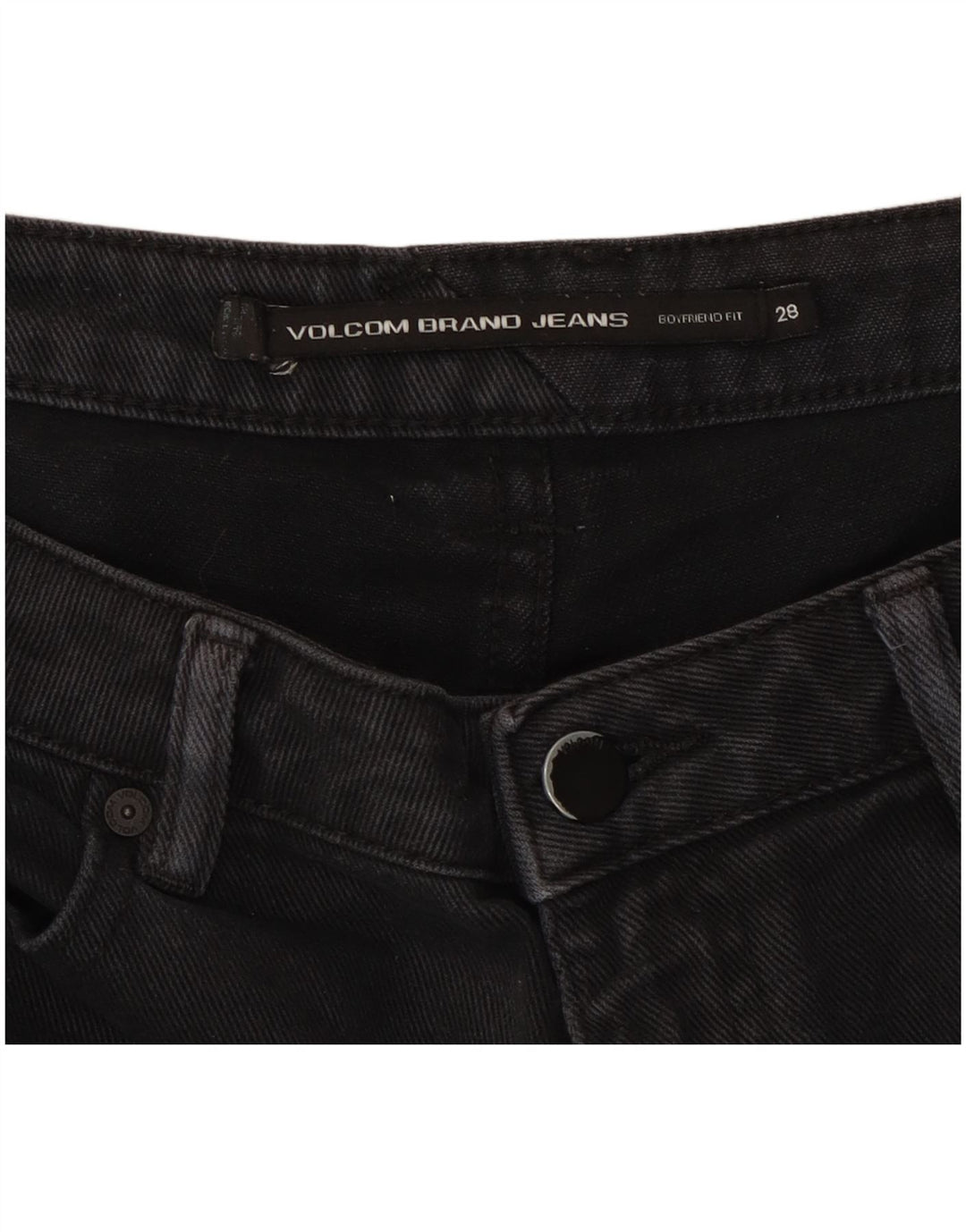 Shorts jeans feminino Boyfriend Fit da Volcom W28 algodão preto médio