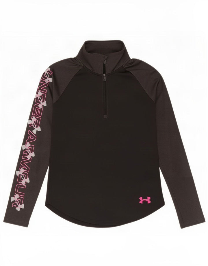 Under Armour Girls Graphic Pullover Treino Top 9-10 Anos Médio Preto