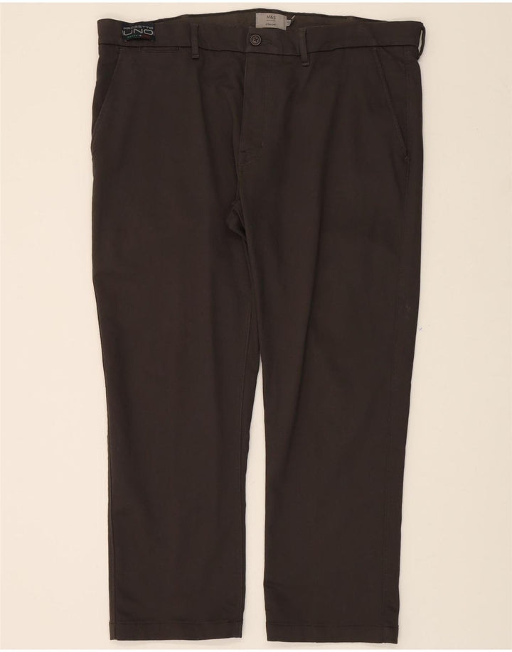 MARKS & SPENCER Mens Straight Chino Trousers W42 L29 Grey Cotton Vintage Marks & Spencer and Second-Hand Marks & Spencer from Messina Hembry 