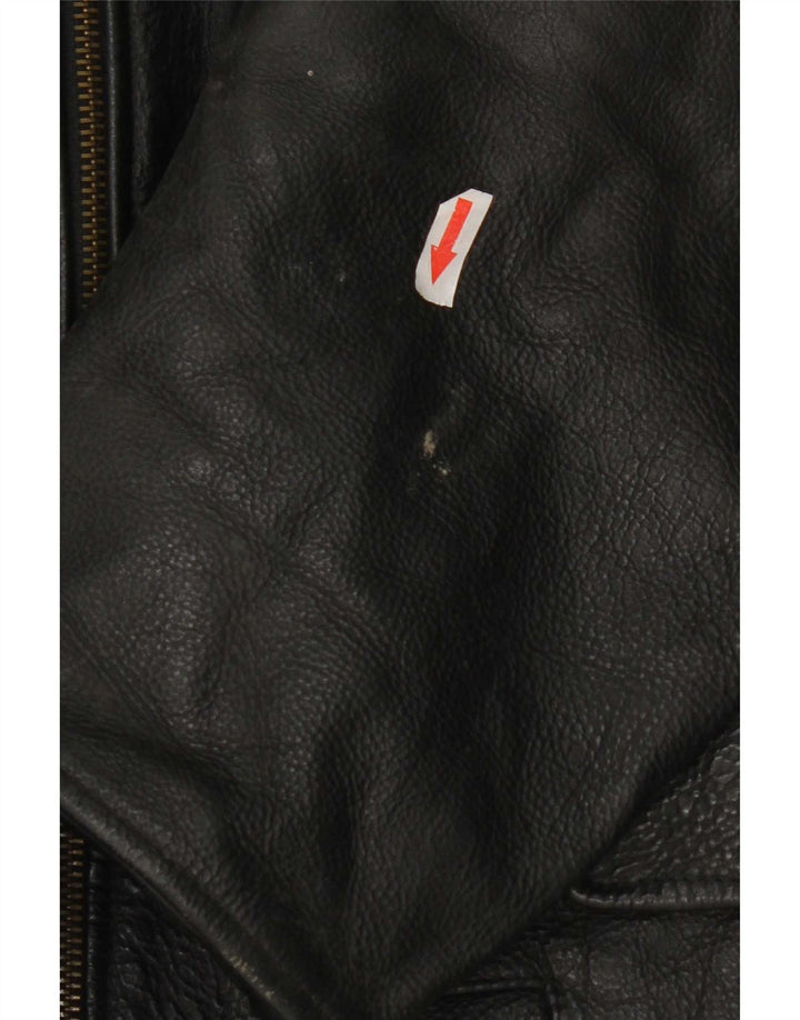 Jaqueta de couro masculina vintage UK 36 pequena preta