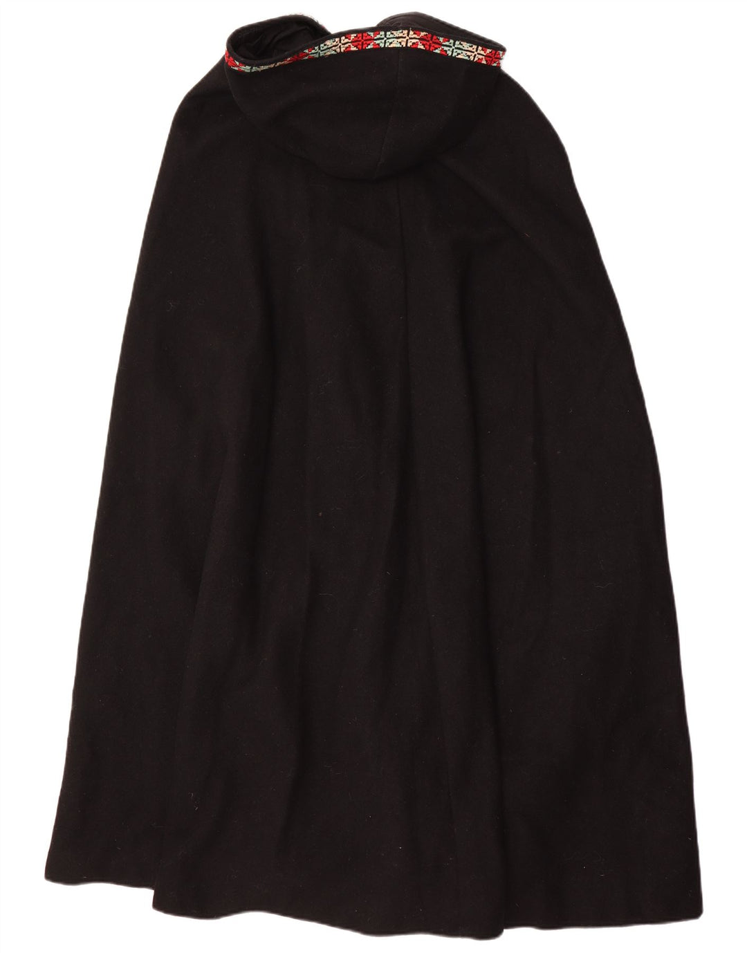 Casaco feminino vintage com capuz, tamanho único, preto, geométrico