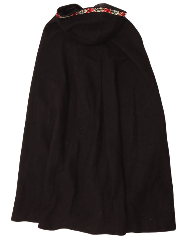 Casaco feminino vintage com capuz, tamanho único, preto, geométrico