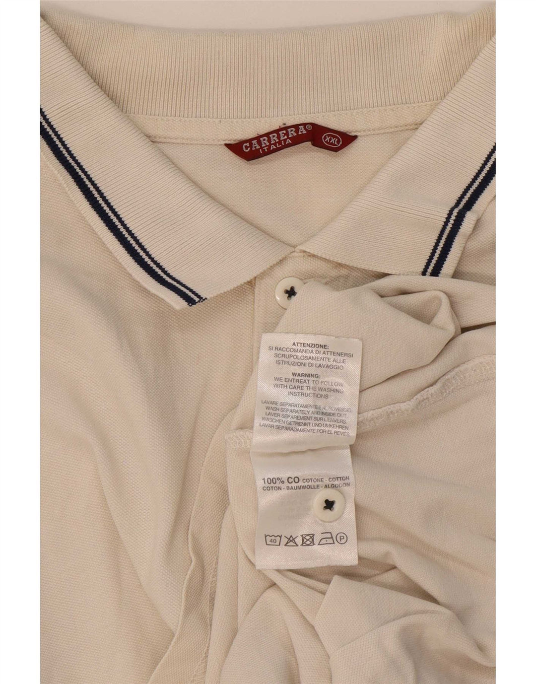 Camisa polo masculina Carrera 2XL algodão listrado branco