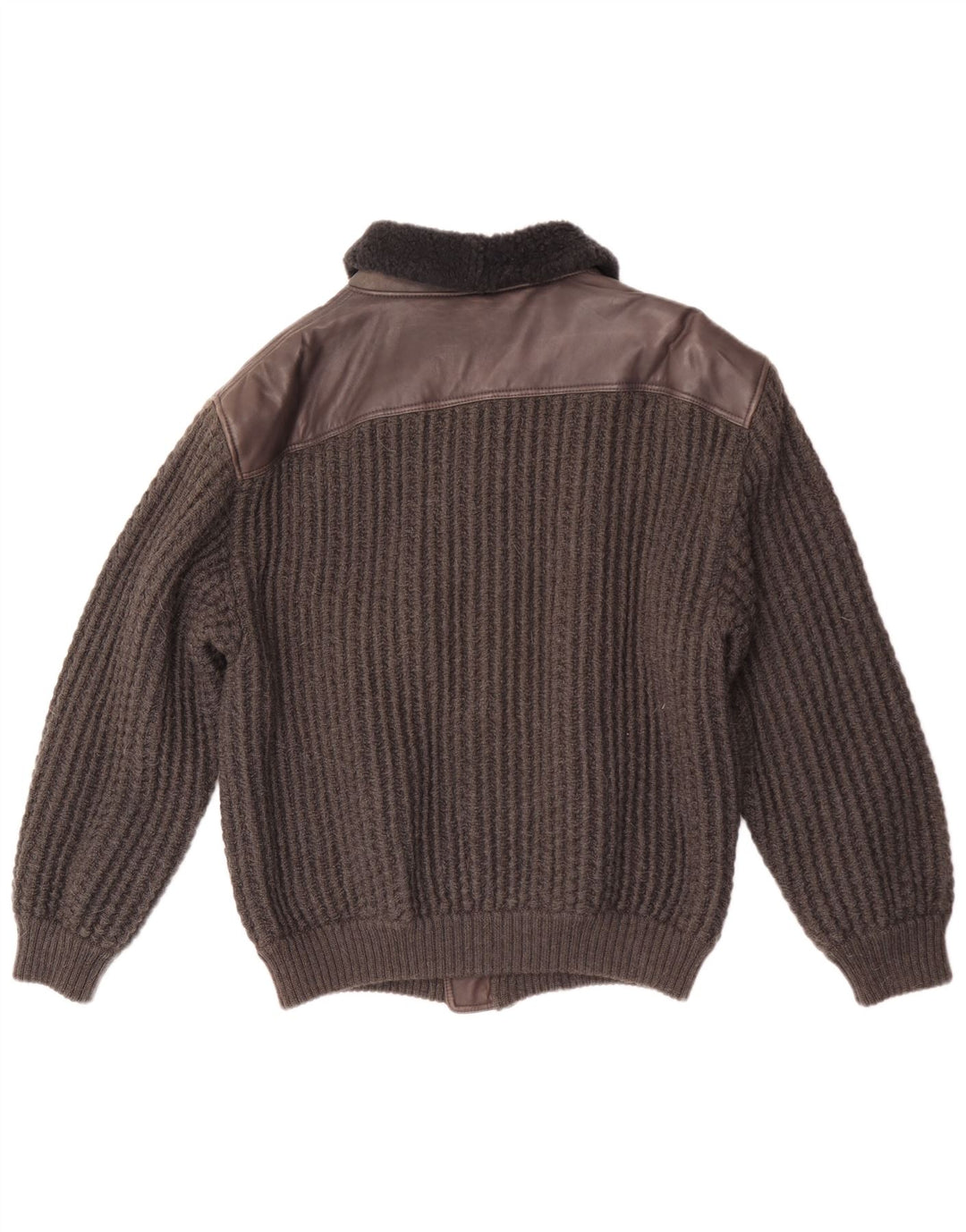 Jaqueta bomber vintage masculina de malha IT 54/56 XL cinza colorblock lã