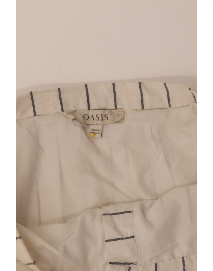 Saia feminina Oasis A-Line UK 12 Médio W28 listrada branca