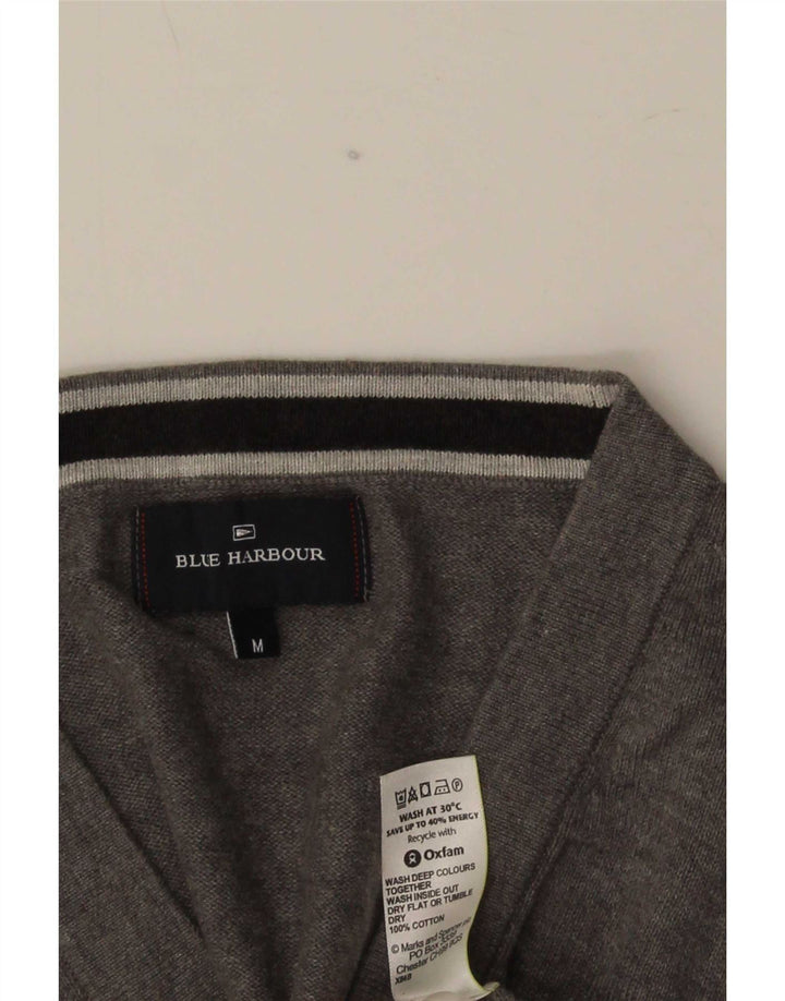 Suéter cardigã masculino Marks & Spencer Blue Harbor algodão cinza médio