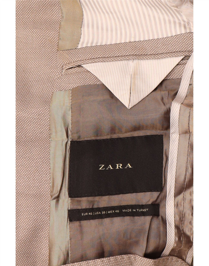 Jaqueta blazer masculina Zara com 2 botões EU 46 poliéster bege pequeno
