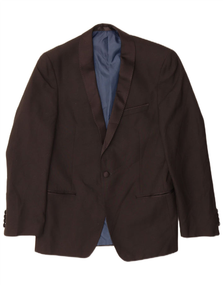 Jaqueta blazer masculina de 1 botão Marks & Spencer Reino Unido 38 poliéster preto médio