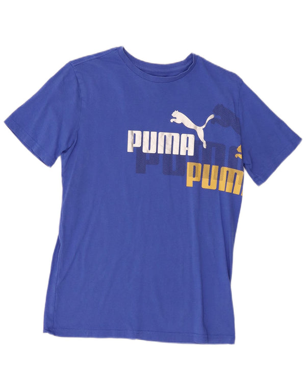 Puma Boys Graphic T-Shirt Top 15-16 Years XL Blue Cotton