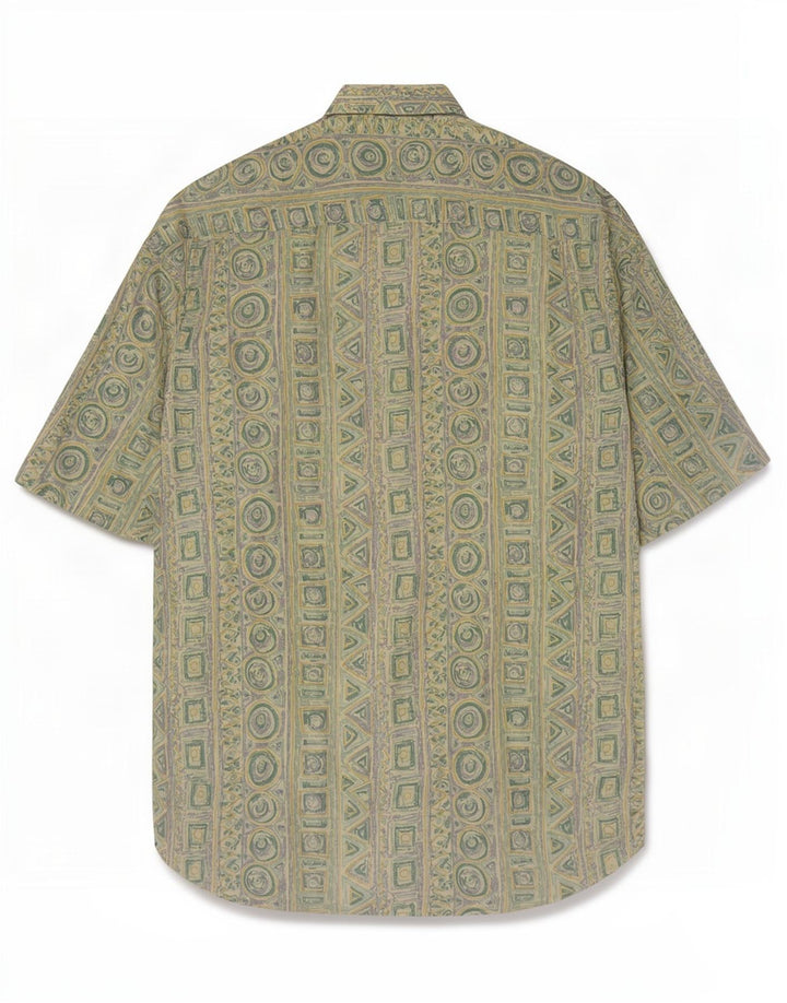Camisa Masculina Manga Curta Rodrigo Verde Médio Geométrica