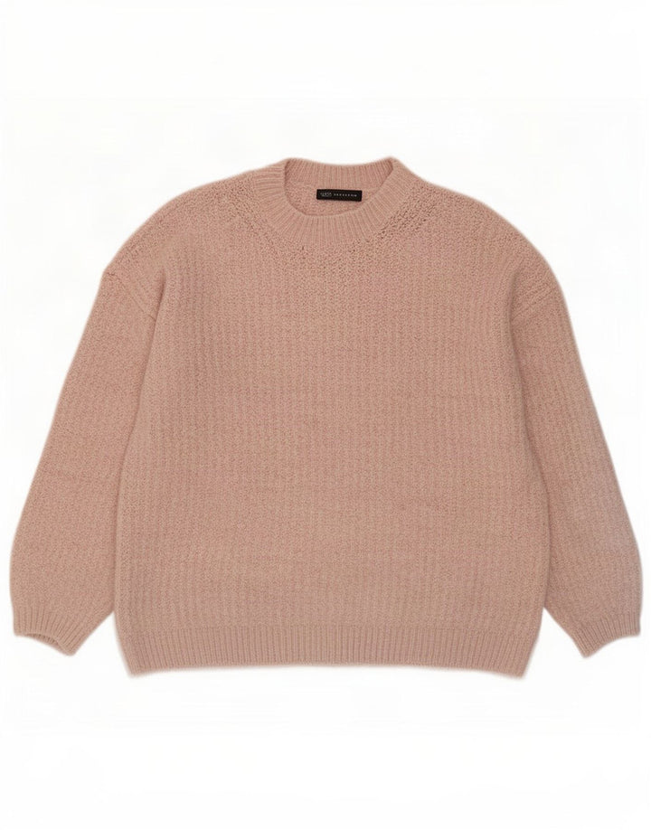 Marks & Spencer Suéter feminino oversized com gola redonda Reino Unido 14 médio rosa