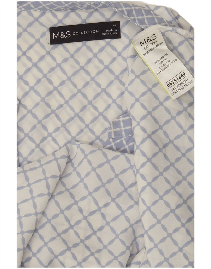 Blusa feminina sem mangas Marks & Spencer Reino Unido 16 grande azul geométrica