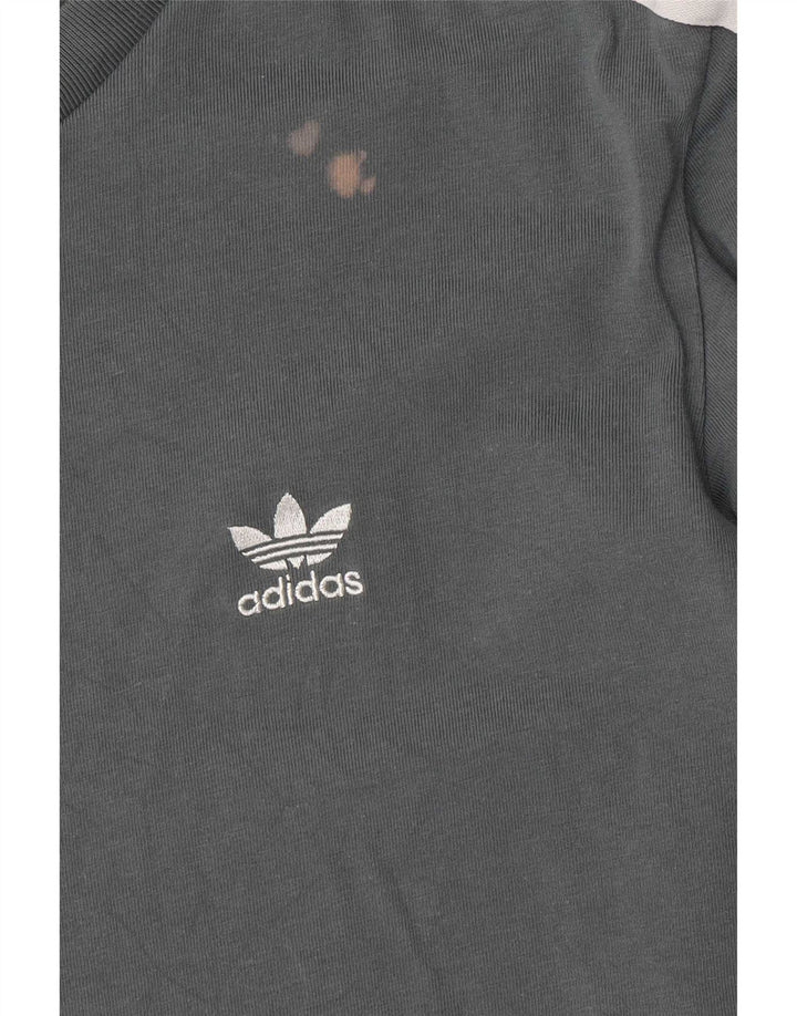 Top feminino Adidas manga comprida UK 16 grande algodão cinza