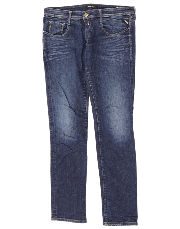 Replay Jeans feminino Jodey Straight W30 L32 azul algodão
