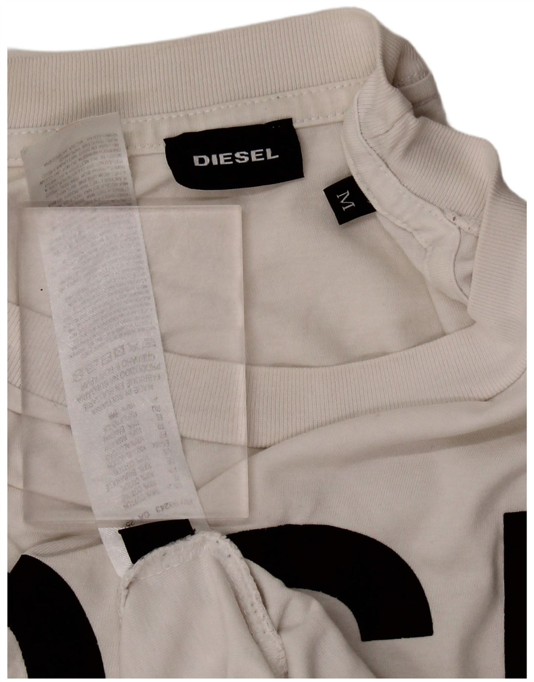 DIESEL Camiseta masculina gráfica Top médio algodão branco