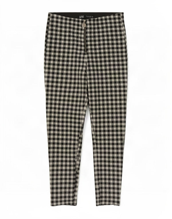 Zara Calça feminina casual cônica pequena W26 L25 preta guingão