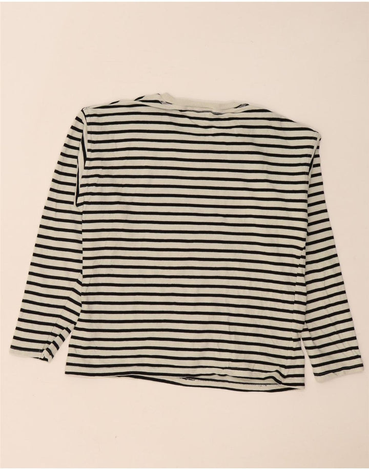 Top feminino Zara de manga comprida UK 10 listrado branco pequeno