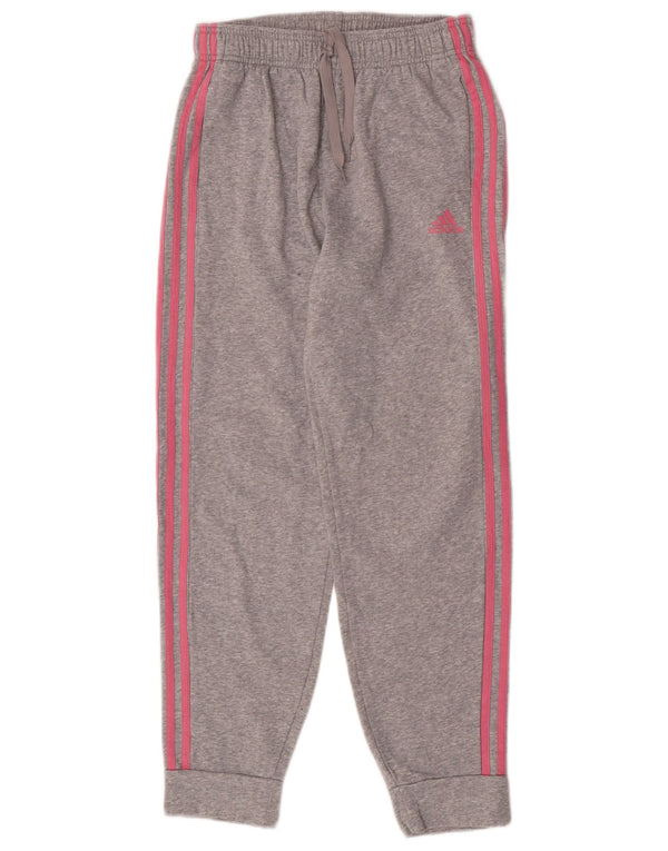 Adidas meninas calças de treino joggers 13-14 anos cinza manchado algodão