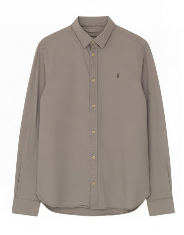 Camisa masculina All Saints pequena cinza algodão