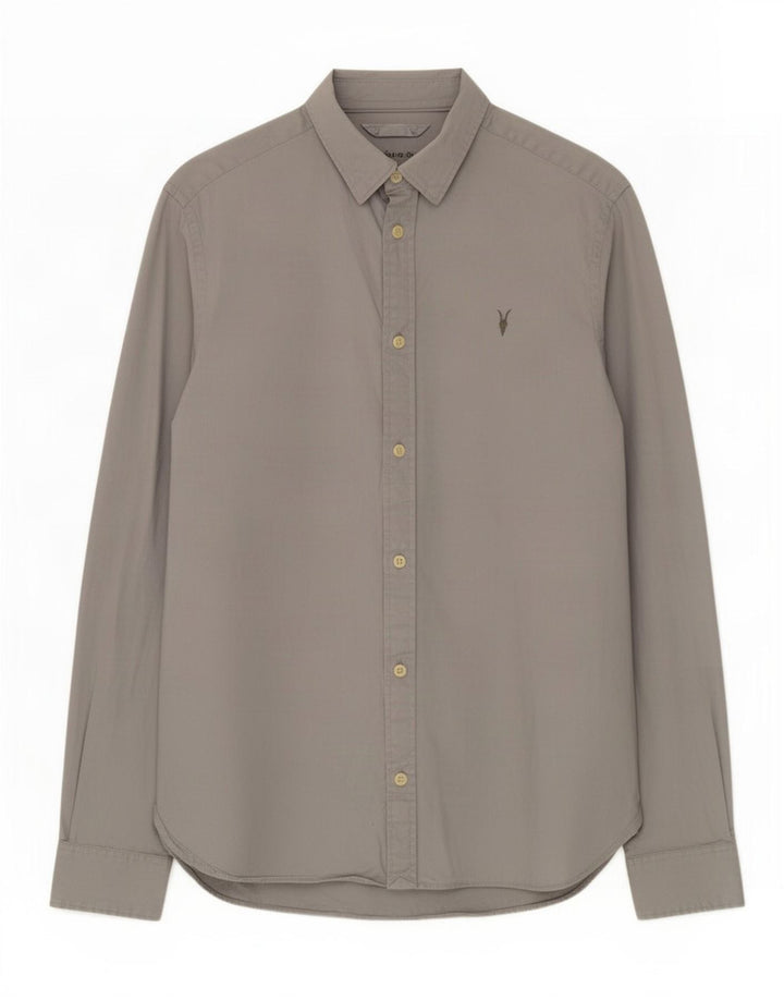 Camisa masculina All Saints pequena cinza algodão
