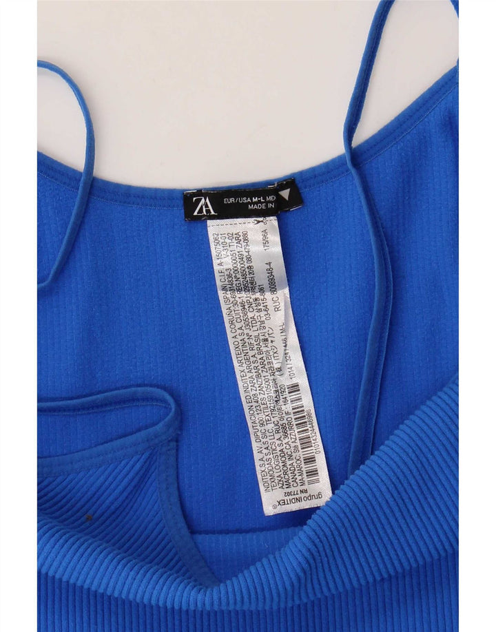 Macacão feminino sem mangas Zara UK 12 poliamida azul médio
