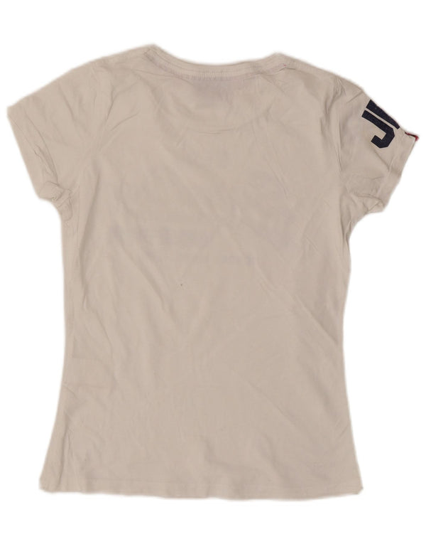 Camiseta feminina Superdry com estampa gráfica UK 14 grande branco