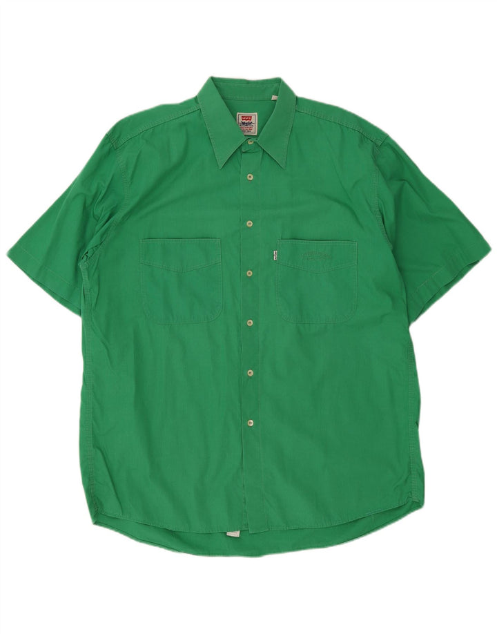 Camisa masculina de manga curta Levi's XL verde algodão