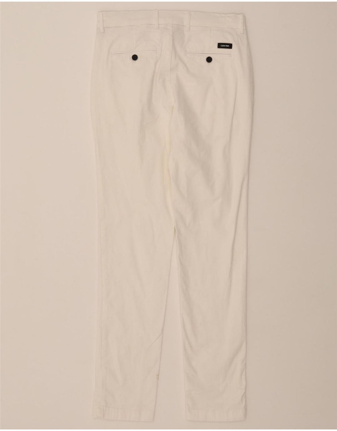 CALVIN KLEIN Mens Slim Chino Trousers W30 L32 White Cotton Vintage Calvin Klein and Second-Hand Calvin Klein from Messina Hembry 