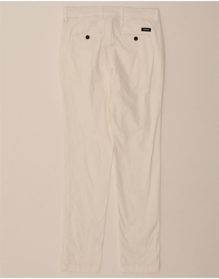 CALVIN KLEIN Mens Slim Chino Trousers W30 L32 White Cotton Vintage Calvin Klein and Second-Hand Calvin Klein from Messina Hembry 