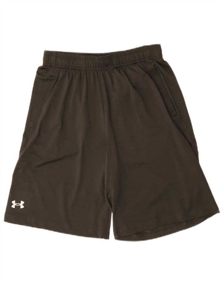 Shorts esportivos masculinos Under Armour Loose Fit poliéster cáqui médio