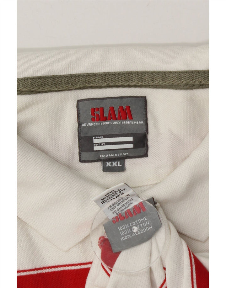 Camisa polo masculina Slam 2XL algodão listrado branco