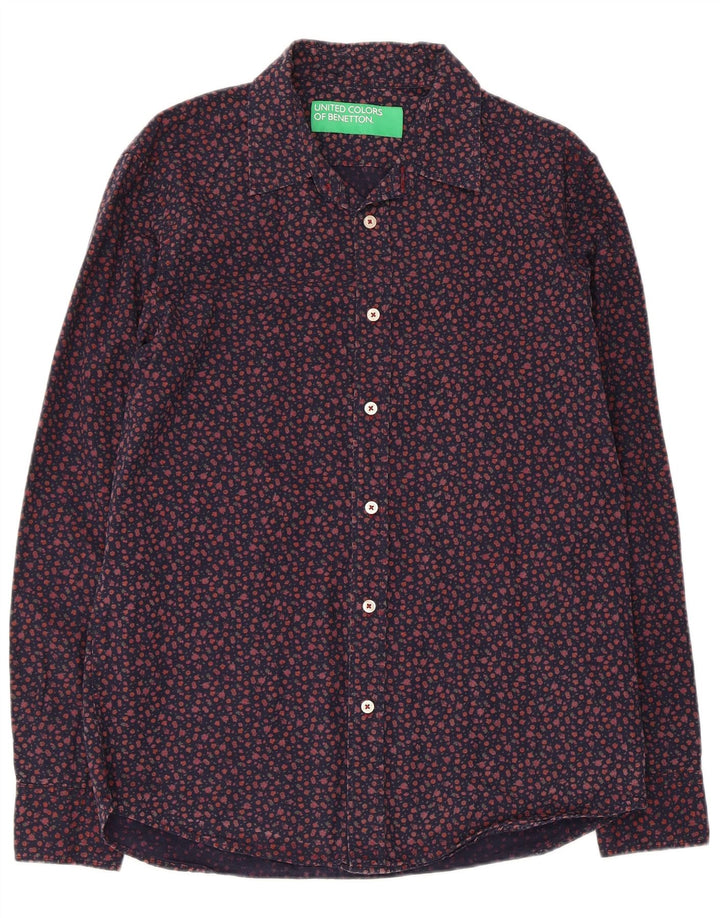 Camisa masculina BENETTON média azul marinho floral